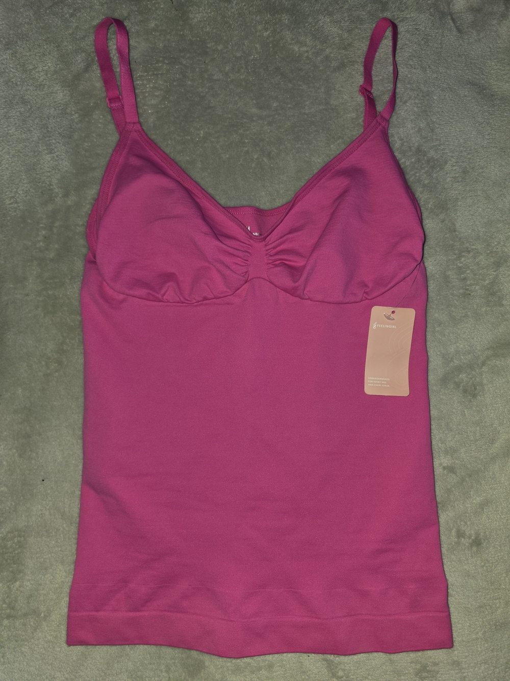 FeelinGirl Seamless Tummy Control Shaping Tank Cami Top - Pink, Size Medium